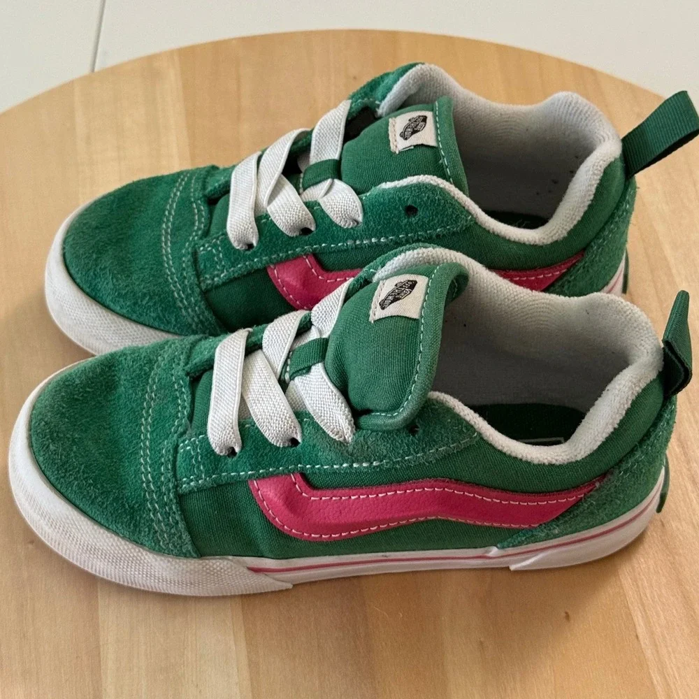 Vans Ward Low Top Kids Sneakers Green Pink Suede Canvas Skate‎ Shoes Toddler 10